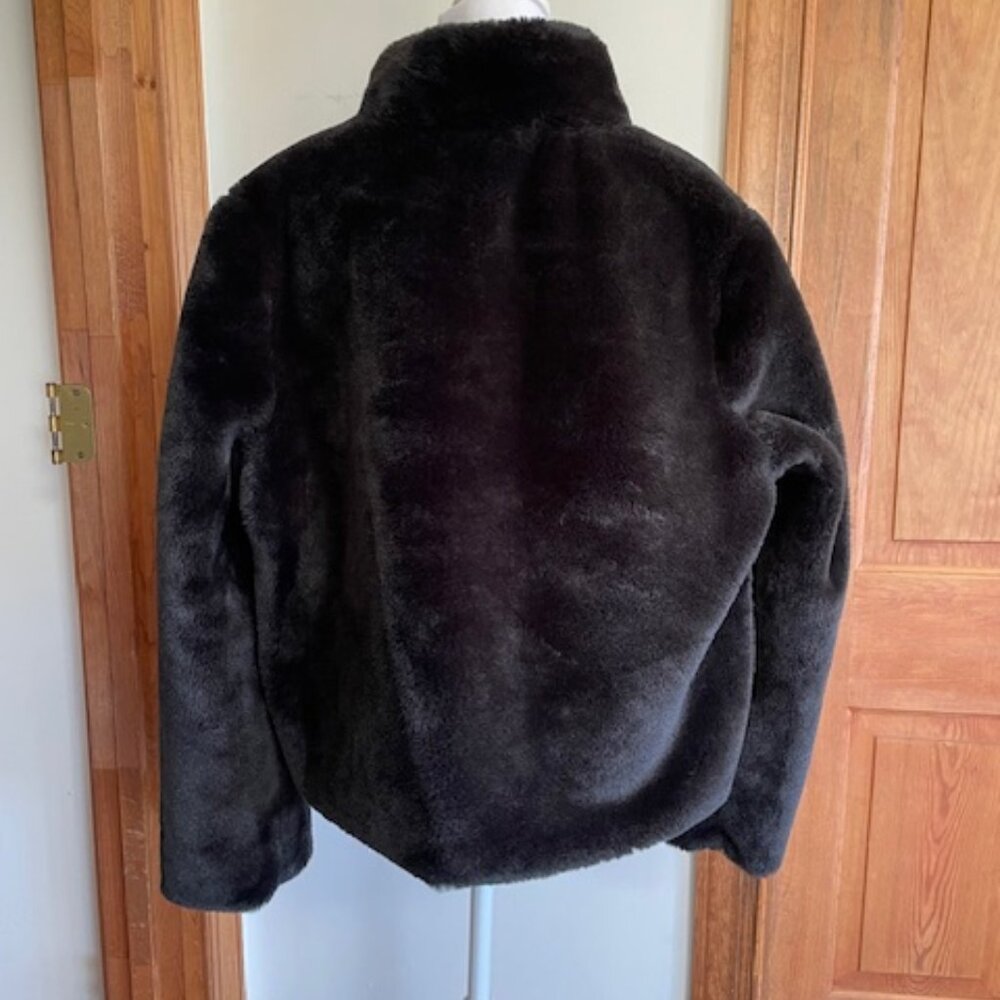 MARALYN & ME Faux Fur Snap Front High Collar Jacket Black Junior XL - Picture 8 of 16